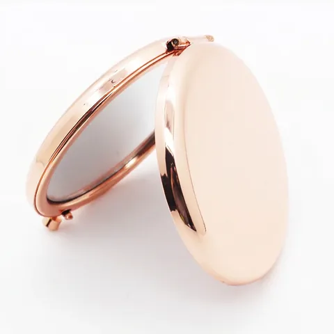 Miroir De Maquillage Compact Double Face Pliable Rond En Métal Miroir De Poche Avec Grossissement Pour Voyage Sac À Main