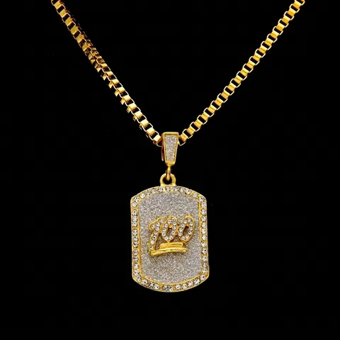 Hip Hop Halskette Mit Strass Anhänger Legierung 100 Symbol Jesus Kopf Krone Militär Marke Mit Edelstahl Boxkette