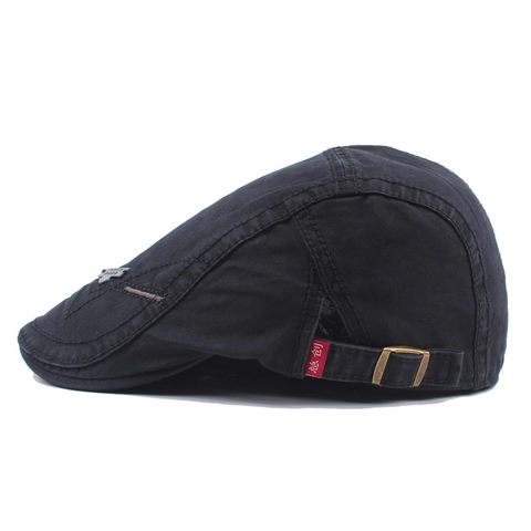 Boina Vintage Para Hombre Gorra Plana Estilo Británico Algodón Hebilla Metálica Ajustable Color Sólido Casual