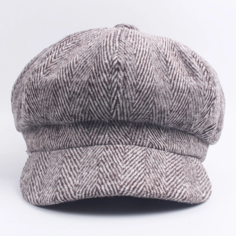 Berretto Newsboy Retrò Lana Spina Di Pesce Cappello Ottagonale Caldo Inverno Vintage Stile Britannico Uomini Donne