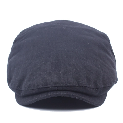 Basco da Uomo in Stile Britannico in Cotone Vintage Tinta Unita Coppola Piatta per Autunno Inverno Protezione Solare All'aperto Berretto Regolabile