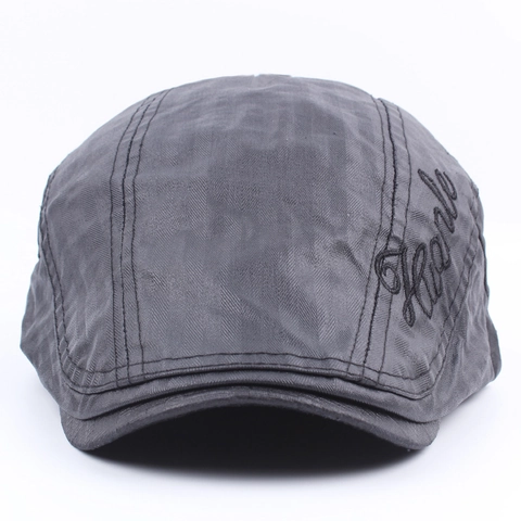 Gorra Plana Vintage Para Hombre Sarga De Algodón Con Hebilla De Metal Ajustable Bordado Estilo Británico Retro Newsboy Cap