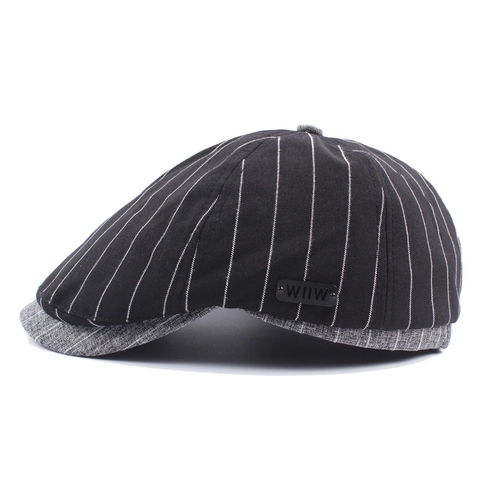 Gorra Ivy De Estilo Británico Retro Con Rayas Algodón Patchwork Newsboy Sombrero Plano Ajustable Para Hombre Mujer