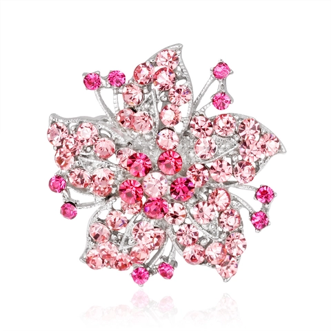 Broche Fleur Classique En Strass Épingle Florale En Alliage Pour Fête De Mariage Bijoux Élégants Pour Femmes