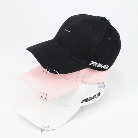 Gorra De Béisbol Hip Hop Algodón Poliéster Con Anillos De Metal Pin De Seguridad Correa Larga Unisex Sombrero Sol