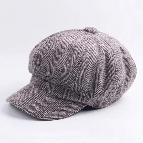 Berretto Newsboy Retrò Lana Spina Di Pesce Cappello Ottagonale Caldo Inverno Vintage Stile Britannico Uomini Donne