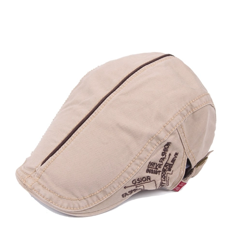 Gorra Plana Vintage Para Hombre De Lona De Algodón Lavado Boina Ajustable Bordado Retro Sombrero Casual