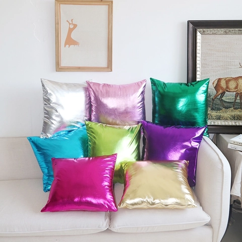 Einfarbiger Bronzierter Metallic Kunstleder Kissenbezug Dekorativer Kissenbezug Für Sofa Wohnzimmer Modernes Zuhause