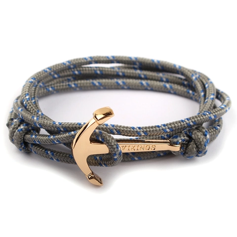 Nautical Anchor Bracelet Braided Nylon Rope Multi Layer Wrap Viking Style Adjustable Jewelry Men Women Fashion Accessory
