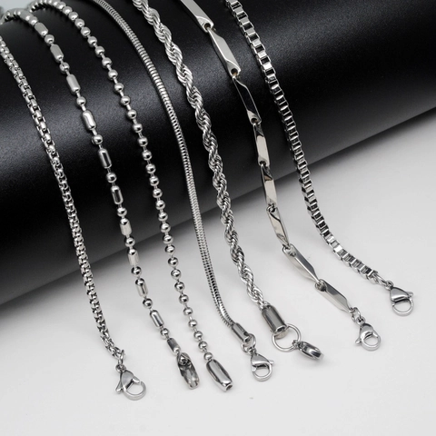 Edelstahl Kette Halskette Verschiedene Stile DIY Schmuckherstellung Zubehör Für Männer Frauen Minimalistisch Cool