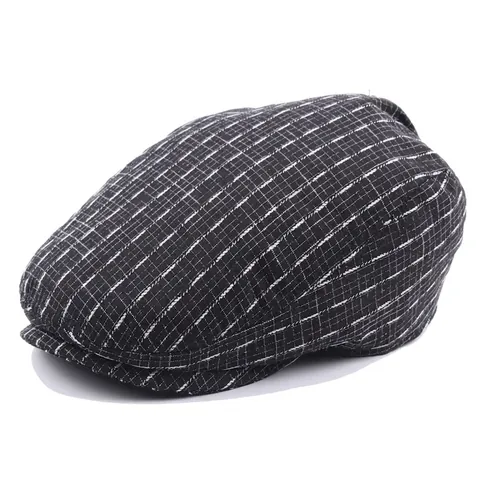 Berretto Piatto Vintage In Cotone A Quadri E Righe Stile Britannico Regolabile Retro Ivy Cap