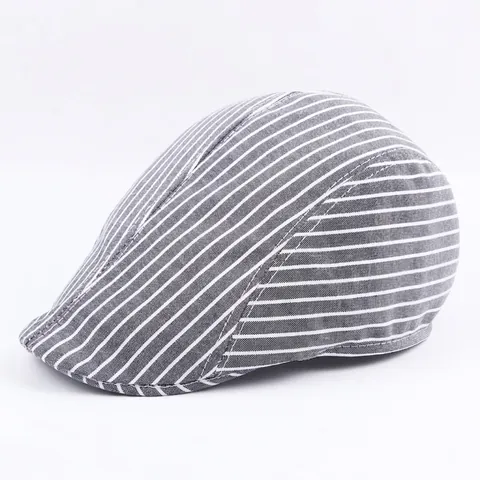 Gestreepte Platte Pet Katoen Polyester Mix Vintage Britse Stijl Verstelbare Ivy Newsboy Hoed Unisex Casual