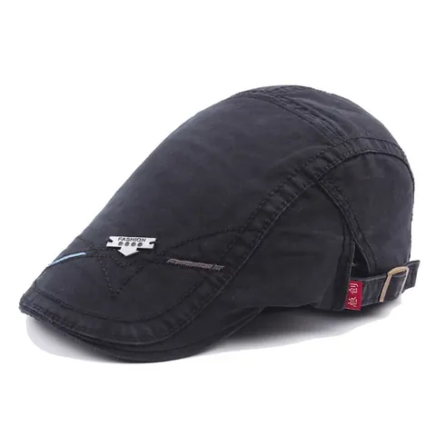 Boina Vintage Para Hombre Gorra Plana Estilo Británico Algodón Hebilla Metálica Ajustable Color Sólido Casual