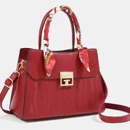 Bolso De Mano Para Mujer Cuero PU Elegante Asa Con Pañuelo Bolso De Hombro Gran Capacidad Simple Tendencia Oficina