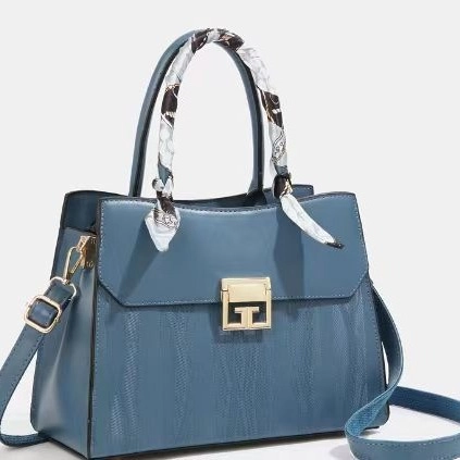 Bolso De Mano Para Mujer Cuero PU Elegante Asa Con Pañuelo Bolso De Hombro Gran Capacidad Simple Tendencia Oficina