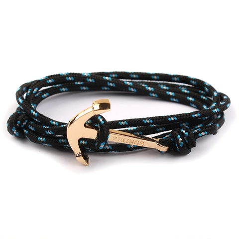 Nautical Anchor Bracelet Braided Nylon Rope Multi Layer Wrap Viking Style Adjustable Jewelry Men Women Fashion Accessory