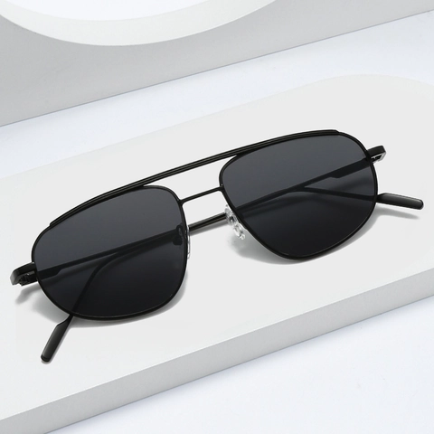 Lunettes De Soleil Aviateur Monture En Métal Double Pont Protection UV400 Mode Rétro Pour Femmes