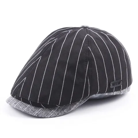 Gorra Ivy De Estilo Británico Retro Con Rayas Algodón Patchwork Newsboy Sombrero Plano Ajustable Para Hombre Mujer