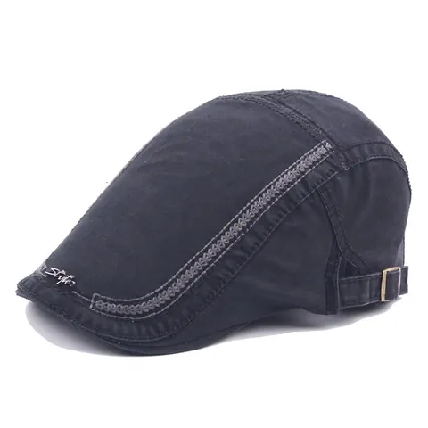 Gorra Plana Algodón Vintage Hombre Ajustable Ivy Con Hebilla Metal Y Etiqueta Metal Style Boina Retro Casual Newsboy