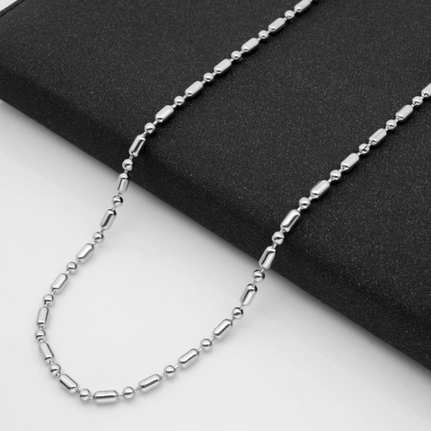 Minimalistische Roestvrijstalen Bal en Staaf Ketting Voor Heren Dames Zilveren Metalen Kraal Cilinder Schakelketting Sieraden Accessoire