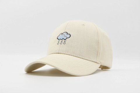 Baseball Cap Mit Wolken Regentropfen Stickerei Atmungsaktive Baumwolle Leinen Verstellbar Sonnenschutz Hut
