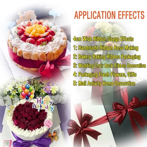 Satin Ribbon Polyester Glossy Fabric For Gift Wrapping Wedding Decor DIY Crafts Flower Packaging Cake Decoration Solid Color