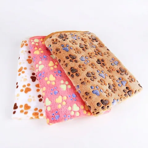 Soft Flannel Pet Blanket Warm Fleece Sleep Mat For Dogs Cats Cute Paw Print Star Elephant Patterns Washable Breathable