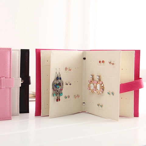 Portable PU Leather Jewelry Storage Book Multi-Page Earring Organizer Book Large Capacity Stud Display Case Travel Jewelry Box