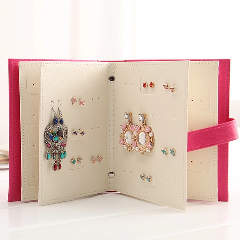 Portable PU Leather Jewelry Storage Book Multi-Page Earring Organizer Book Large Capacity Stud Display Case Travel Jewelry Box