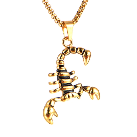 Skorpion Anhänger Halskette Edelstahl Gold Punk Gothic Hip Hop Schmuck Mode Minimalist Accessoire Für Herren