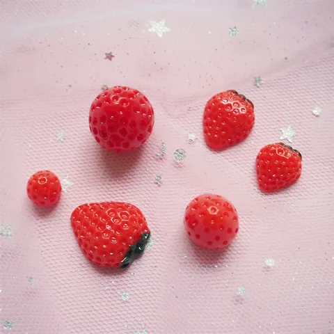 Simulation Red Strawberry Resin Charms DIY Craft Accessories For Hairpins Earrings Phone Case Decoration