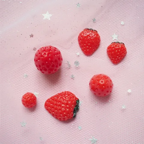 Simulation Red Strawberry Resin Charms DIY Craft Accessories For Hairpins Earrings Phone Case Decoration