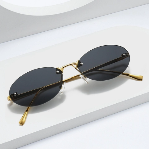Gafas De Sol Ovaladas Sin Montura Marco De Metal Protección UV400 Gafas Retro Vintage Para Hombres Mujeres Moda Viaje