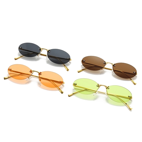 Gafas De Sol Ovaladas Sin Montura Marco De Metal Protección UV400 Gafas Retro Vintage Para Hombres Mujeres Moda Viaje