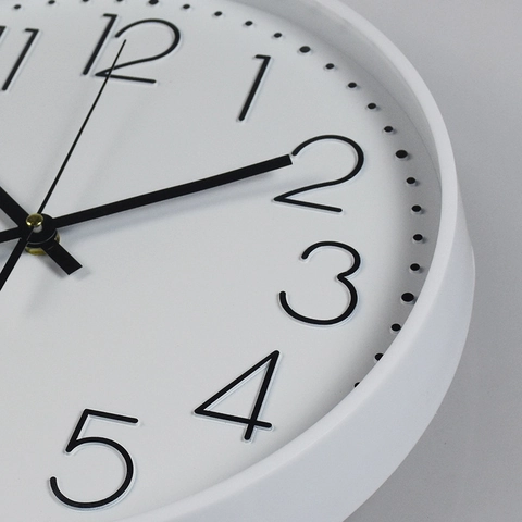 Reloj De Pared Redondo Silencioso Sin Tic-tac Moderno Simple Plástico Vidrio Decoración Sala De Estar Oficina Números Arabigos 3D