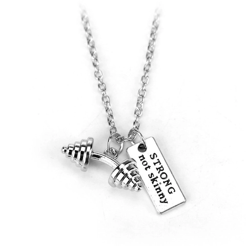 Collar Con Colgante De Fitness Motivación Gimnasio Aleación Pesa Rusa Mancuerna Joyería Para Hombres Mujeres Unisex