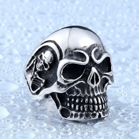 Anillo Con Testa Di Teschio Stile Gothic Punk Rock Vintage In Acciaio Inossidabile Al Titanio Gioielli Per Uomini