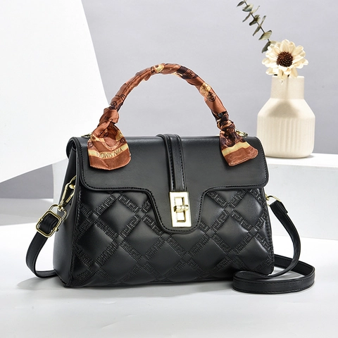 Borsa A Mano In Pelle PU Trapuntata Da Donna Con Manico In Foulard Di Raso Tracolla Staccabile Elegante Borsa A Tracolla