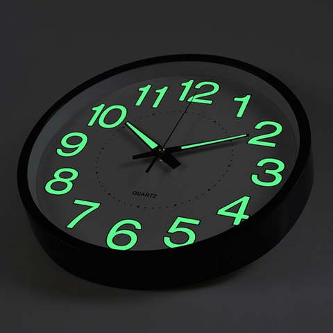 Lichtgevende Wandklok Stil Quartz Uurwerk Rond Decoratief Hangend Voor Slaapkamer Woonkamer Kantoor