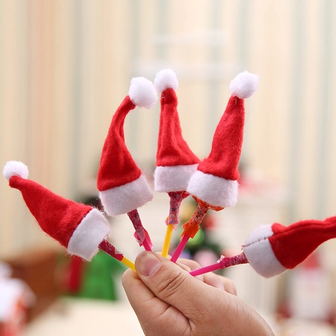 Mini Cappelli Di Natale Decorativi Copri Lecca Lecca In Tessuto Non Tessuto Piccoli Cappelli Di Babbo Natale Decorazioni Fai Da Te