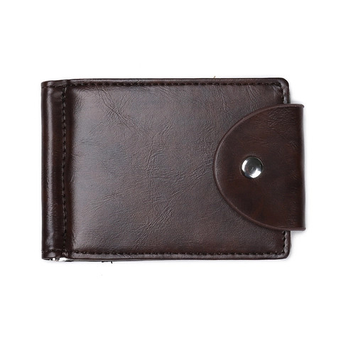 Portafoglio Sottile Da Uomo In Pelle PU Stile Business Vintage Fermasoldi Con Chiusura A Fibbia A Scatto Slot Per Carte