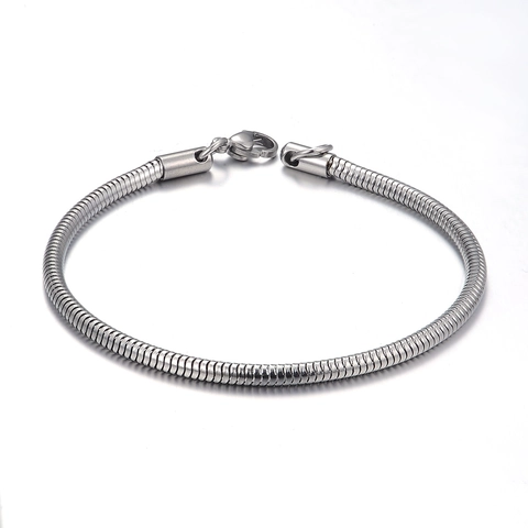 Sleek Round Snake Bone Chain Bracelet Stainless Steel Minimalist High End Polished Jewelry For Women Men