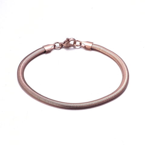 Sleek Round Snake Bone Chain Bracelet Stainless Steel Minimalist High End Polished Jewelry For Women Men