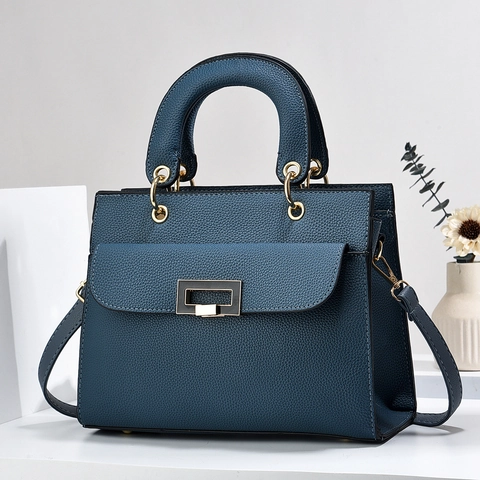 Sac À Main Élégant Pour Femmes En Cuir PU Texture Litchi Sac Bandoulière Matériel Doré Sac À Épaule Structuré