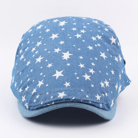 Basco In Denim Con Stampa Di Stelle Retro Fibbia In Metallo Regolabile Coppia Piatta Moda Casual Stile Vintage