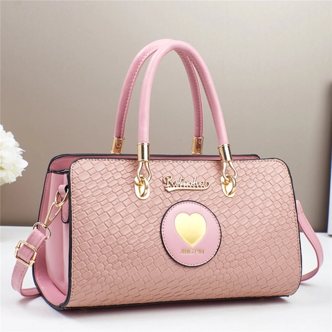 Borsa Da Mano Donna Pelle PU Trama Intrecciata Borsa A Tracolla Decoro Cuore Metallo Elegante Moda Versatile