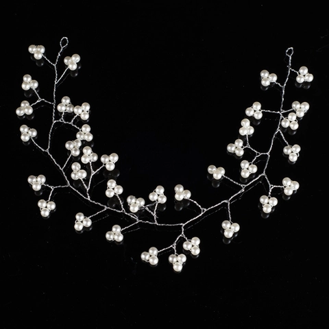 Vite Per Capelli Da Sposa Fatta A Mano Cerchietto Künstliche Perle Sintetiche Filo Lega Argento Copricapo Matrimonio Flessibile Per Donne
