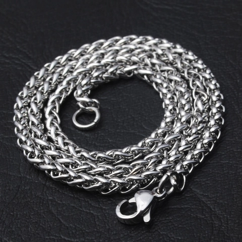 Wheat Chain Necklace Stainless Steel Franco Link Keel Chain For Men Women With Lobster Clasp DIY Jewelry Accessory