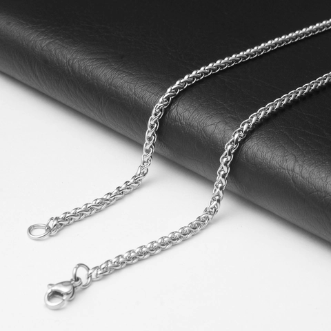 Wheat Chain Necklace Stainless Steel Franco Link Keel Chain For Men Women With Lobster Clasp DIY Jewelry Accessory