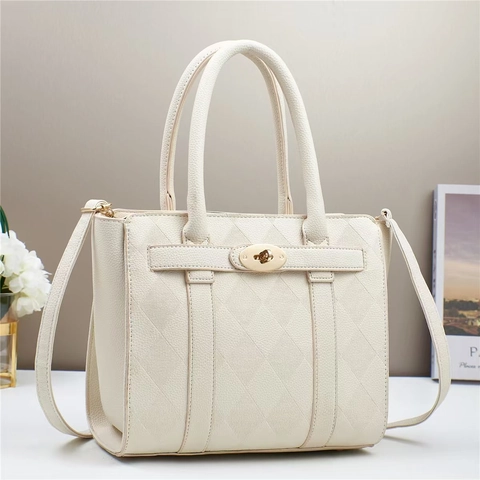 Women Fashion Rhombic Quilting Bucket Bag Litchi Texture PU Leather Handbag Gold Twist Lock Shoulder Crossbody Messenger Bag